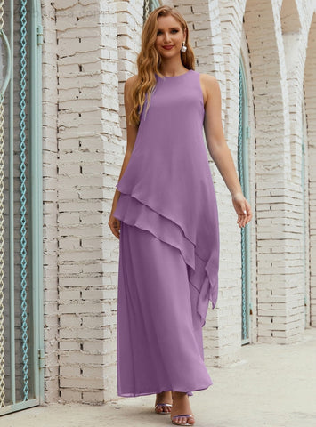 Vestido largo de gasa de talla grande para la madre de la novia, vestido de gala para dama de honor, vestido de graduación SY28019