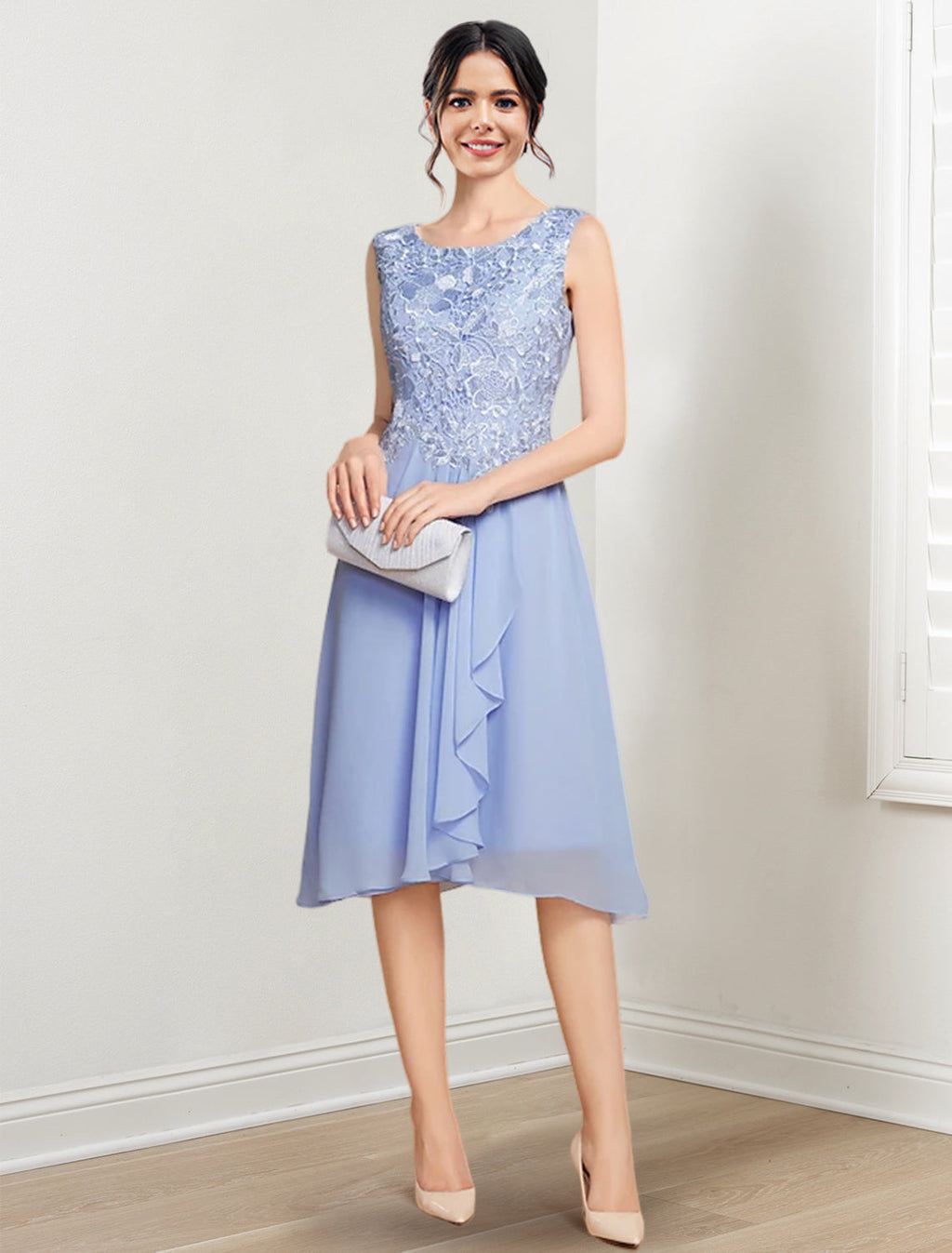 Robes de mère de la mariée trapèze/princesse arrivant au genou 