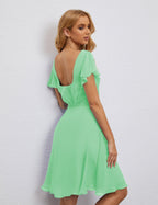 Robe de soirée dos nu, robe de bal formelle, longueur genou, manches courtes, robe de cocktail 28077 