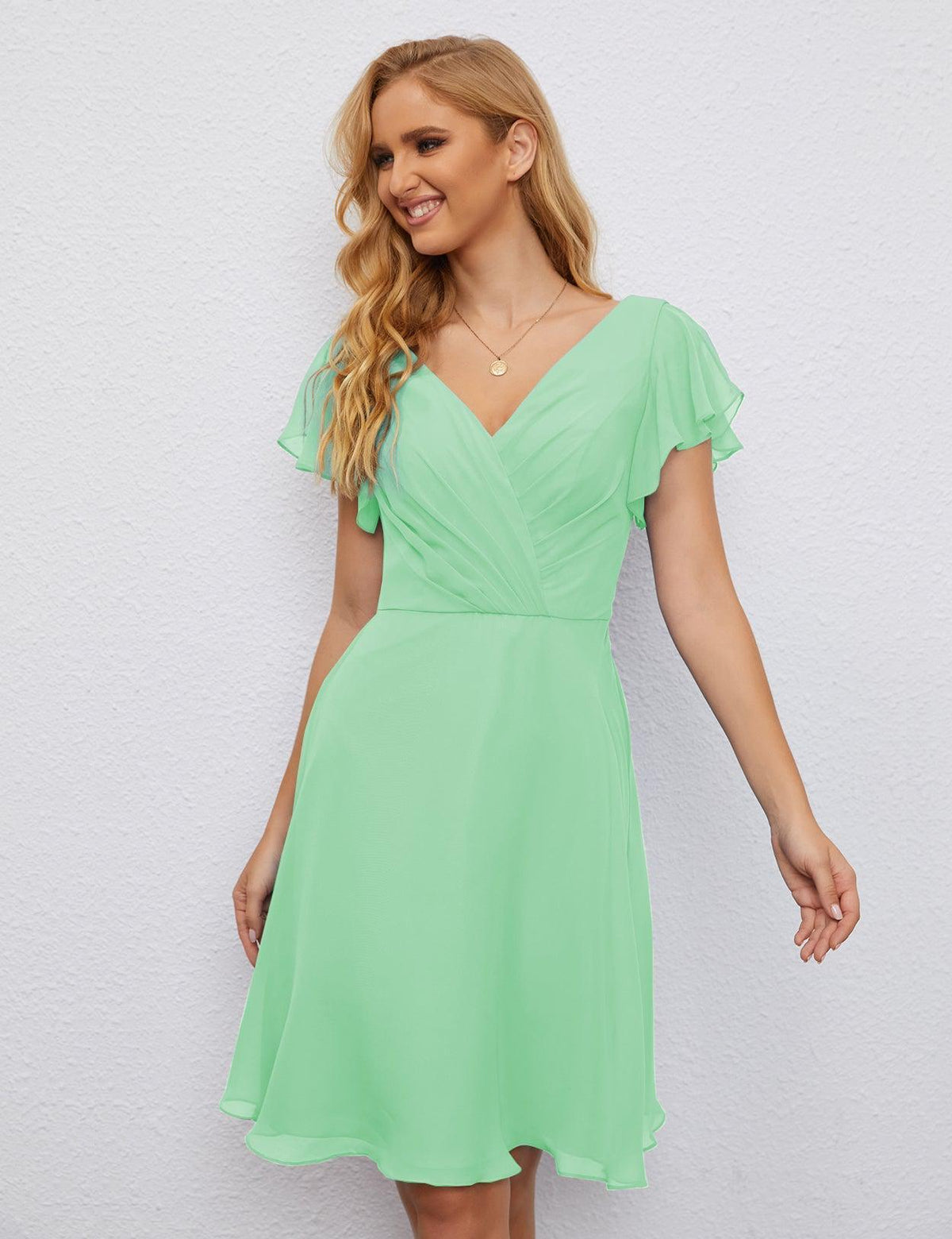 Robe de soirée dos nu, robe de bal formelle, longueur genou, manches courtes, robe de cocktail 28077 