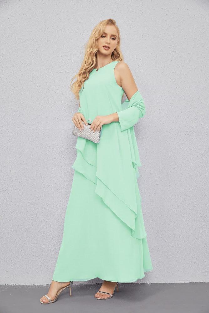 Vestidos de madre de la novia con cárdigan ligero abierto al frente, vestido formal de fiesta 28081 