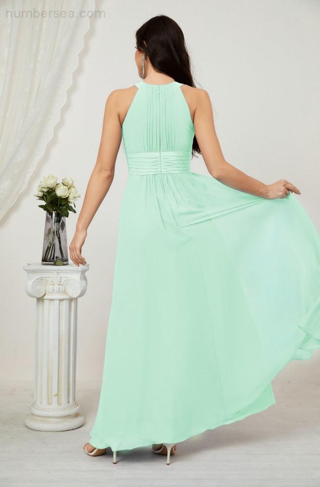Robe de soirée formelle Baoleely en mousseline de soie, col licou, longue, sans manches, robe de demoiselle d'honneur 2802 