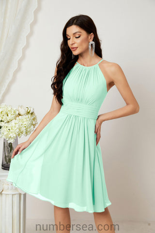 Vestidos de fiesta de bienvenida con cuello halter, vestido formal de cóctel para noche 28011 