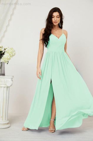 Vestidos de dama de honor con cuello alto Baoleely, de gasa, largos, corte en A, vestido formal de fiesta para boda, fiesta de noche 2801 