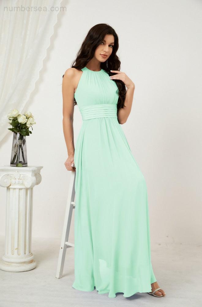 Robe de soirée formelle Baoleely en mousseline de soie, col licou, longue, sans manches, robe de demoiselle d'honneur 2802 