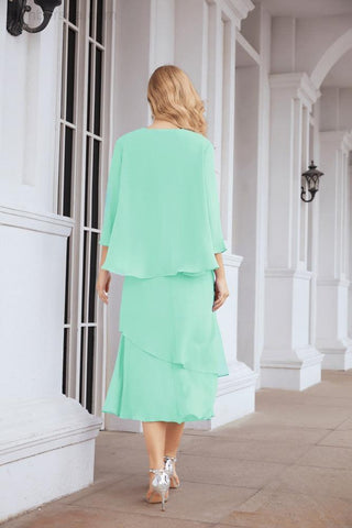 Vestido de fiesta formal de dos piezas corte A para la madre de la novia Sunderly SY28072