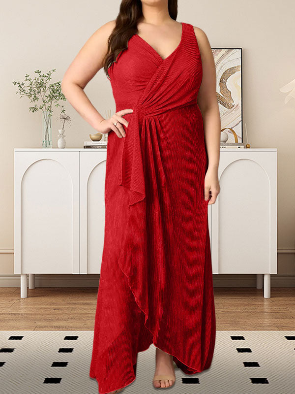 Vestido de malla metálica fruncida con escote en V y corte en A