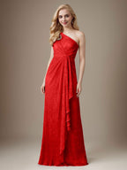 Vestido Ruby Sheath de malla metálica con un solo hombro para la madre de la novia