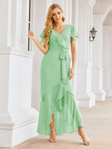 Vestidos de dama de honor Baoleely con volantes, estilo sirena, para fiestas formales, vestidos de noche, bailes de graduación y vestidos de violín 28042