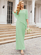 Vestido largo de fiesta formal Sunderly para la madre de la novia con capa de volantes SY28026