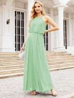 Baoleely  Halter Long Bridesmaid Dresses Formal A line Juniors Dress 28029