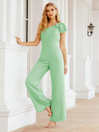 Baoleely Women's One Shoulder Long Jumpsuit Formal Evening Dress Long Bridesmaid Dresses Pants Wedding Party 28034