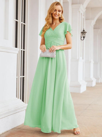 Baoleely Formal Prom Gowns for Mother of The Bride Cap Sleeves Bridesmaid Dress 28047