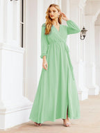 Vestido de dama de honor de gasa para mujer Sunderly, corte en A, manga larga, vestido de noche formal para invitada de boda SY28032 