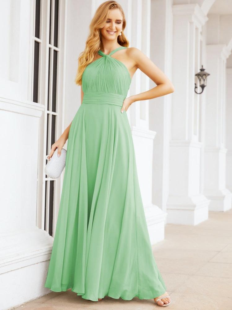 Baoleely Crisscross Halter Bridesmaid Dresses for Party Wedding Evening Prom Maxi Ball Gowns 28053