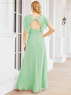 Robe de demoiselle d'honneur Sunnderly, robe de bal formelle à cape, robe dos nu pour la mère de la mariée SY28058 