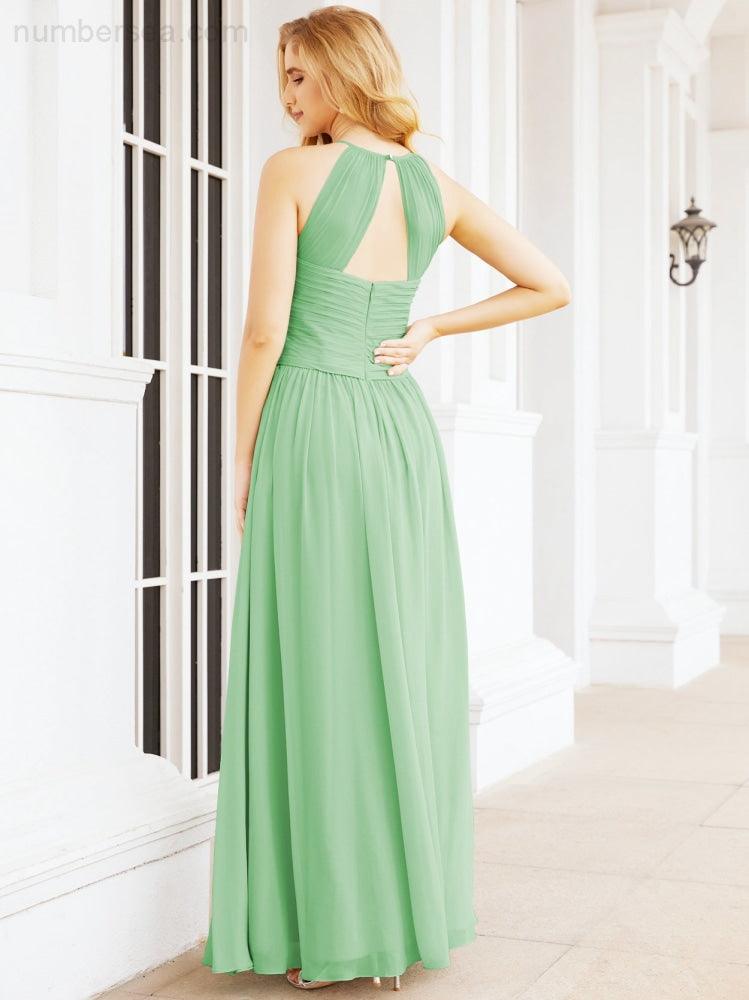Baoleely Sleeveless Bridesmaid Dresses Long Prom Gown Zipper with Keyhole Back 28056