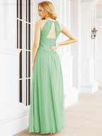 Baoleely Sleeveless Bridesmaid Dresses Long Prom Gown Zipper with Keyhole Back 28056