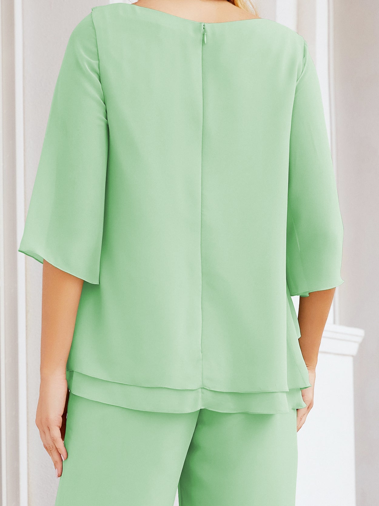 Baoleely Élégante robe mère de la mariée 2 pièces, grande taille, pantalon, volants, couches argentées, peignoir 28064