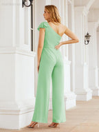 Baoleely Women's One Shoulder Long Jumpsuit Formal Evening Dress Long Bridesmaid Dresses Pants Wedding Party 28034