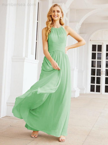 Baoleely Sleeveless Bridesmaid Dresses Long Prom Gown Zipper with Keyhole Back 28056