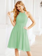 Robe de demoiselle d'honneur courte en mousseline de soie, dos nu, sans manches, robe de soirée formelle, dos nu, Baoleely 28023 