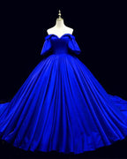 Robe de bal en satin bleu royal, robe de princesse charmante Y305