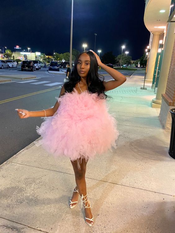 Vestido corto de fiesta de bienvenida de tul rosa para cumpleaños Y326