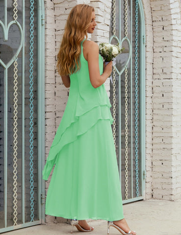 Vestido largo de gasa de talla grande para la madre de la novia, vestido de gala para dama de honor, vestido de graduación SY28019