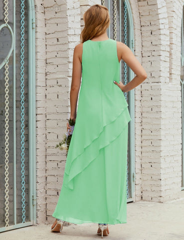 Vestido largo de gasa de talla grande para la madre de la novia, vestido de gala para dama de honor, vestido de graduación SY28019