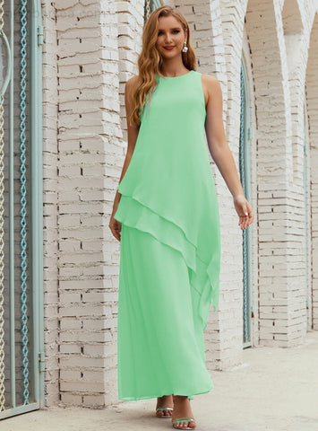 Vestido largo de gasa de talla grande para la madre de la novia, vestido de gala para dama de honor, vestido de graduación SY28019