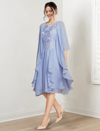 Robes de mère de la mariée trapèze/princesse arrivant au genou 