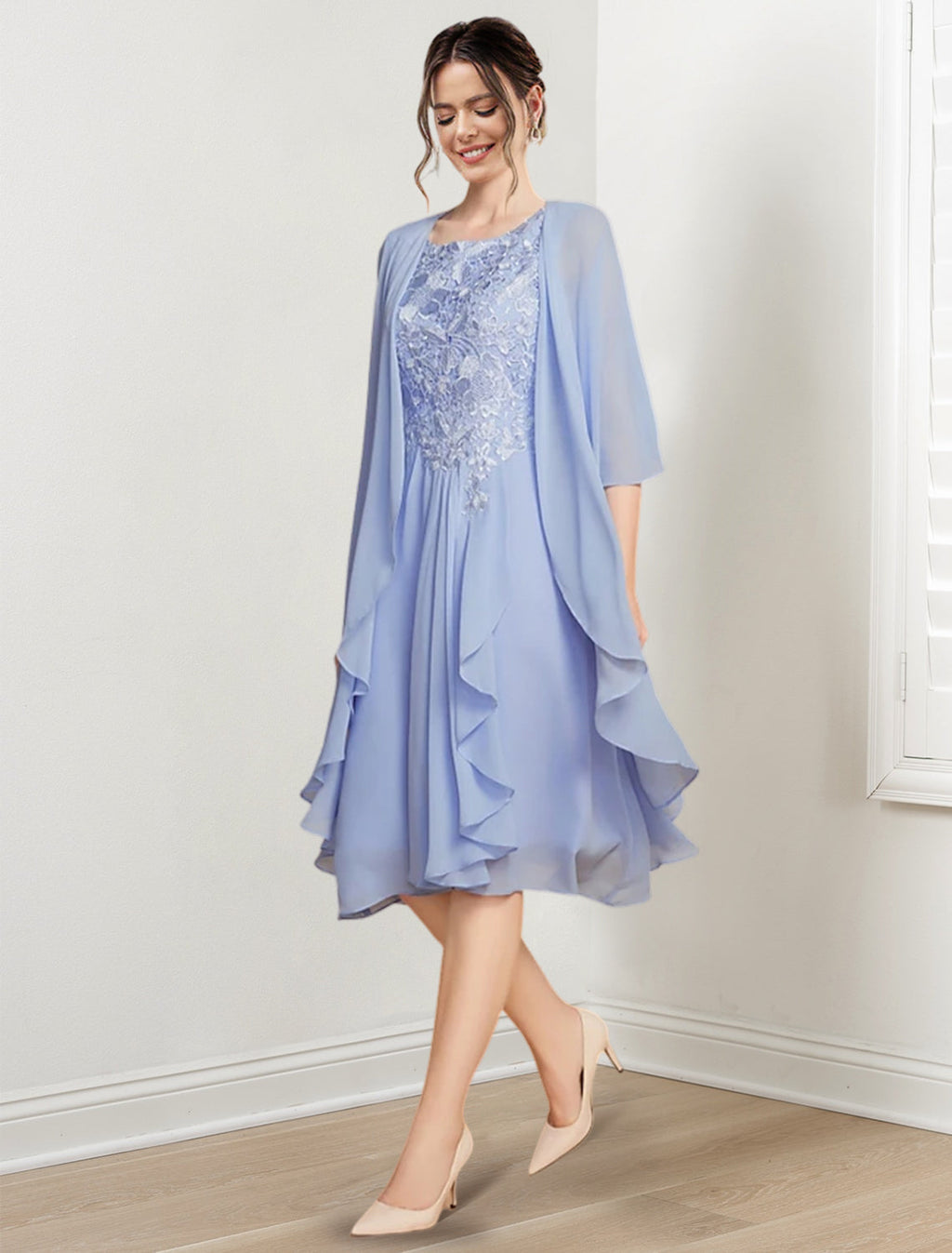 Robes de mère de la mariée trapèze/princesse arrivant au genou 