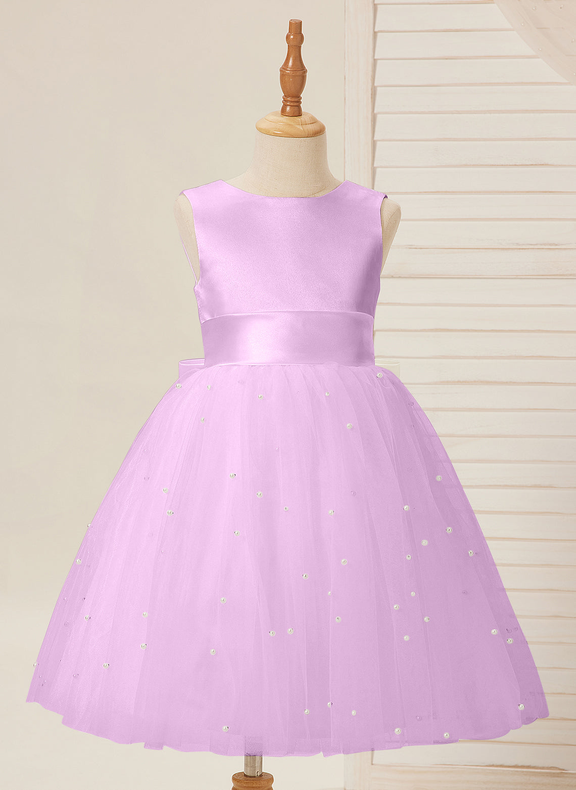 Vestido de princesa/vestido de princesa de satén y tul hasta la rodilla para niña de las flores 