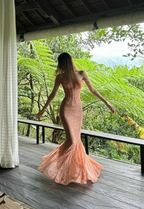 Robe de bal sirène sexy en dentelle, longue robe de soirée Y7693