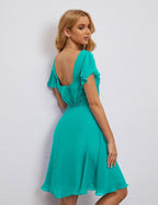 Robe de soirée dos nu, robe de bal formelle, longueur genou, manches courtes, robe de cocktail 28077 