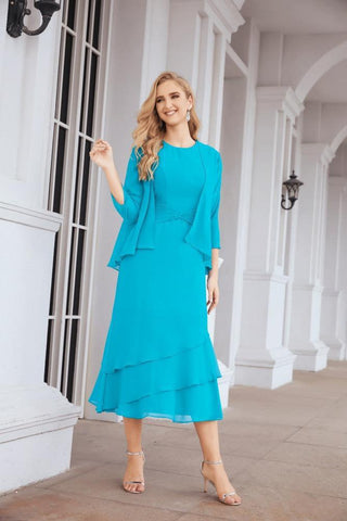 Vestido de fiesta formal de dos piezas corte A para la madre de la novia Sunderly SY28072