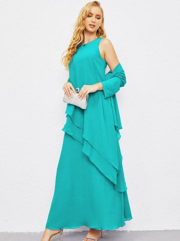 Vestidos de madre de la novia con cárdigan ligero abierto al frente, vestido formal de fiesta 28081 