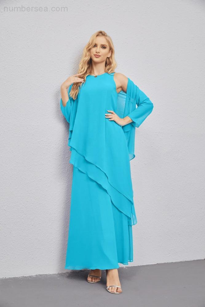 Vestidos de madre de la novia con cárdigan ligero abierto al frente, vestido formal de fiesta 28081 