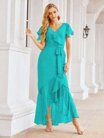 Vestidos de dama de honor Baoleely con volantes, estilo sirena, para fiestas formales, vestidos de noche, bailes de graduación y vestidos de violín 28042