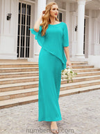 Vestido largo de fiesta formal Sunderly para la madre de la novia con capa de volantes SY28026