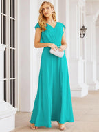 Robe de demoiselle d'honneur Sunnderly, robe de bal formelle à cape, robe dos nu pour la mère de la mariée SY28058 