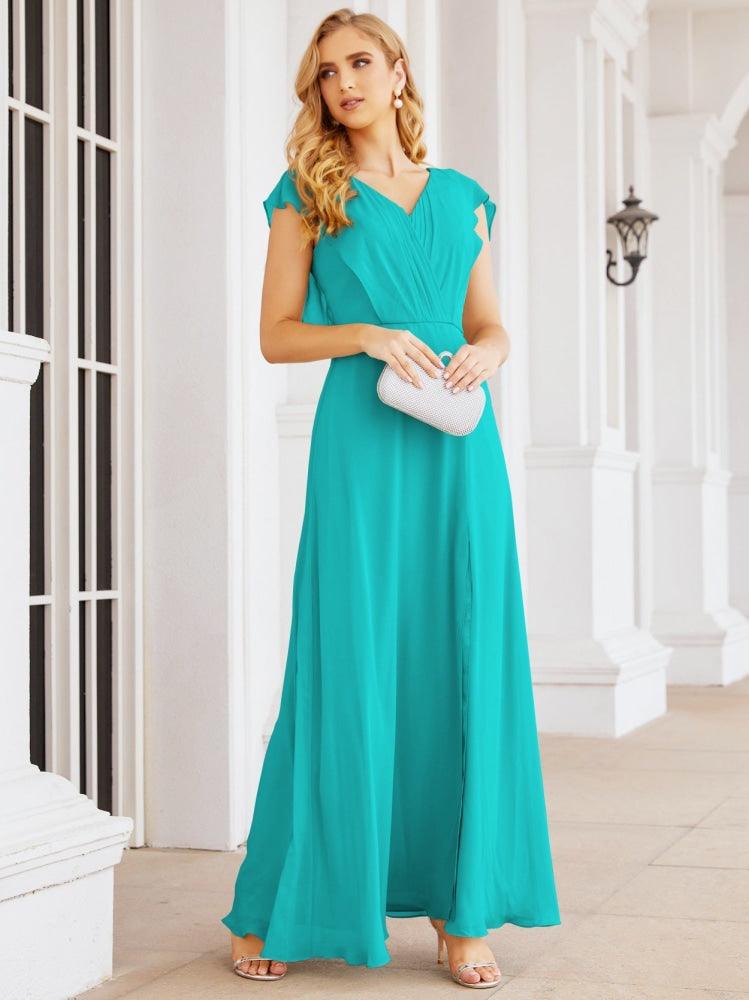Vestidos de dama de honor Sunderly, vestido de gala formal con capa, vestido con espalda descubierta para la madre de la novia SY28058 