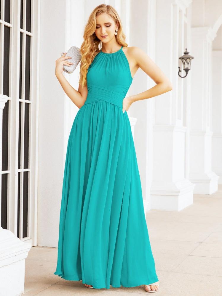 Baoleely Sleeveless Bridesmaid Dresses Long Prom Gown Zipper with Keyhole Back 28056