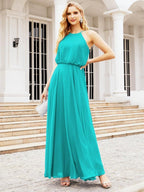Baoleely  Halter Long Bridesmaid Dresses Formal A line Juniors Dress 28029