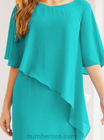 Vestido largo de fiesta formal Sunderly para la madre de la novia con capa de volantes SY28026