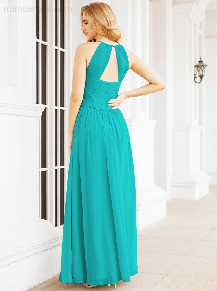 Baoleely Sleeveless Bridesmaid Dresses Long Prom Gown Zipper with Keyhole Back 28056