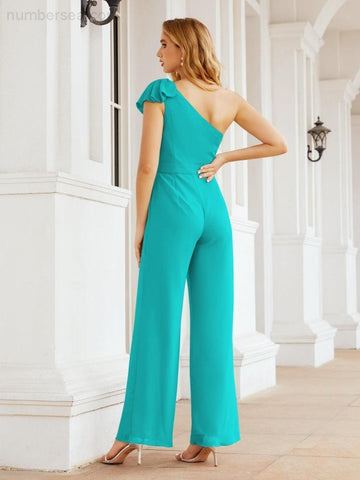 Baoleely Women's One Shoulder Long Jumpsuit Formal Evening Dress Long Bridesmaid Dresses Pants Wedding Party 28034