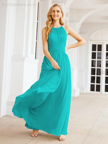 Baoleely Sleeveless Bridesmaid Dresses Long Prom Gown Zipper with Keyhole Back 28056
