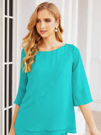 Baoleely Élégante robe mère de la mariée 2 pièces, grande taille, pantalon, volants, couches argentées, peignoir 28064